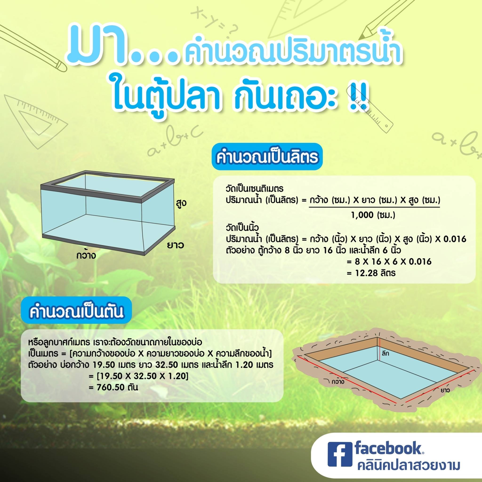 Read more about the article คำนวณปริมาตรน้ำในตู้ปลา